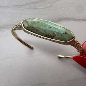Kendra Scott Layla Gold Cuff Bracelet w/ rare sea foam color stone